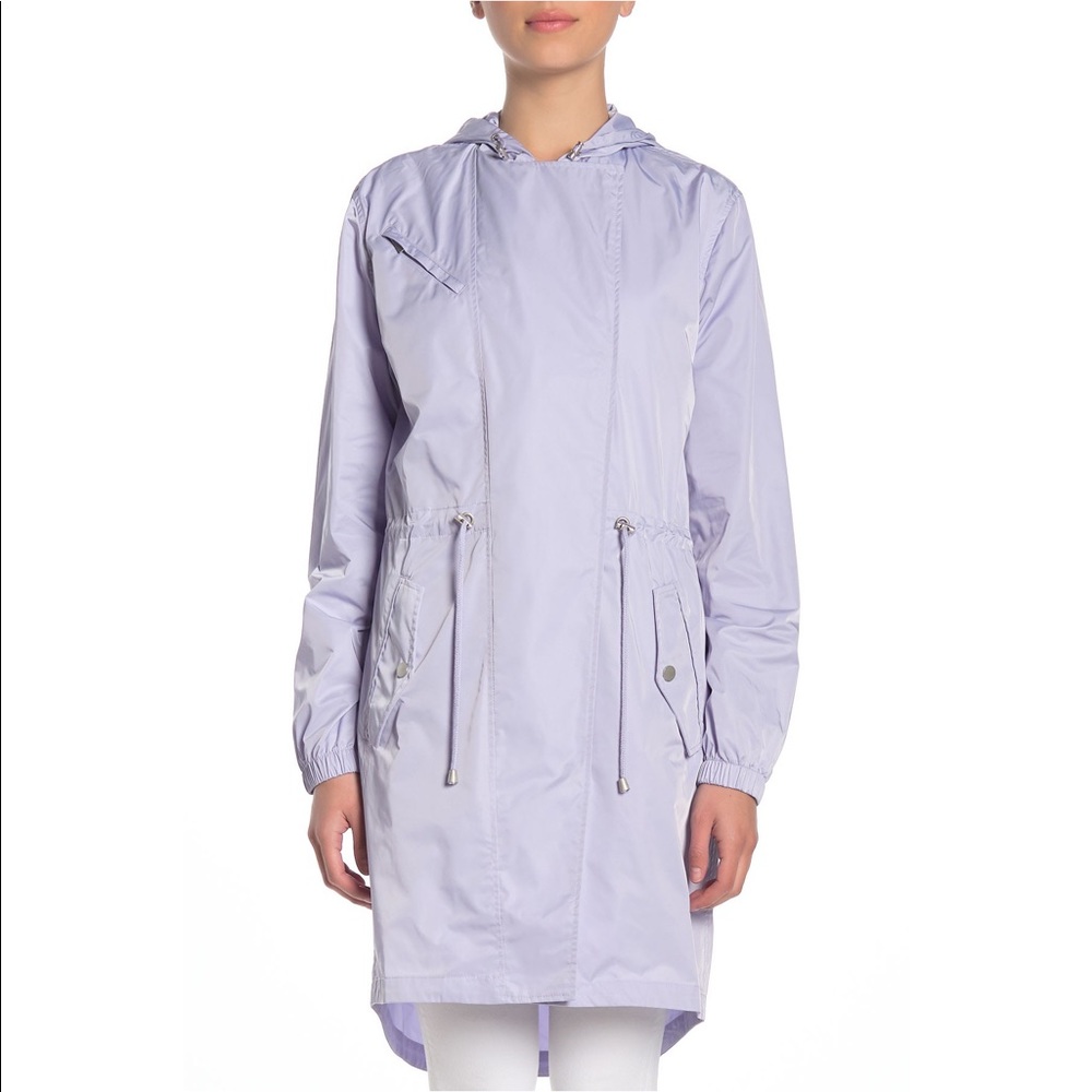AVEC LES FILLES Purple Solid Hooded Long Anorak - Picture 3 of 5